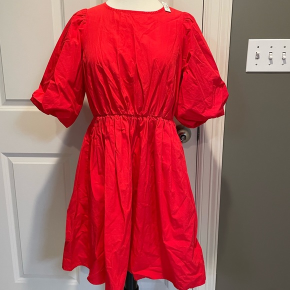 Madewell Poplin Dress Size 0 Red - Picture 8 of 14